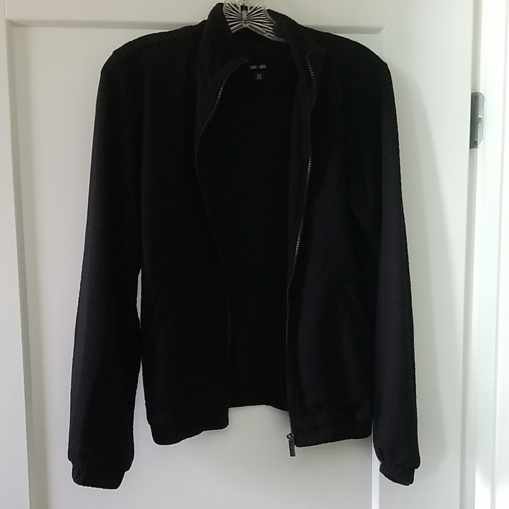 Saint + Sofia Black Zip-Up Jacket Size 2